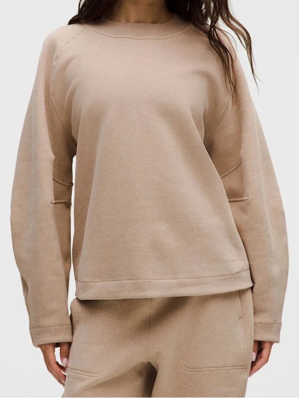 Lululemon Size S Loungeful Relaxed-Fit Crewneck Sweatshirt Heathered Nutmeg Tan